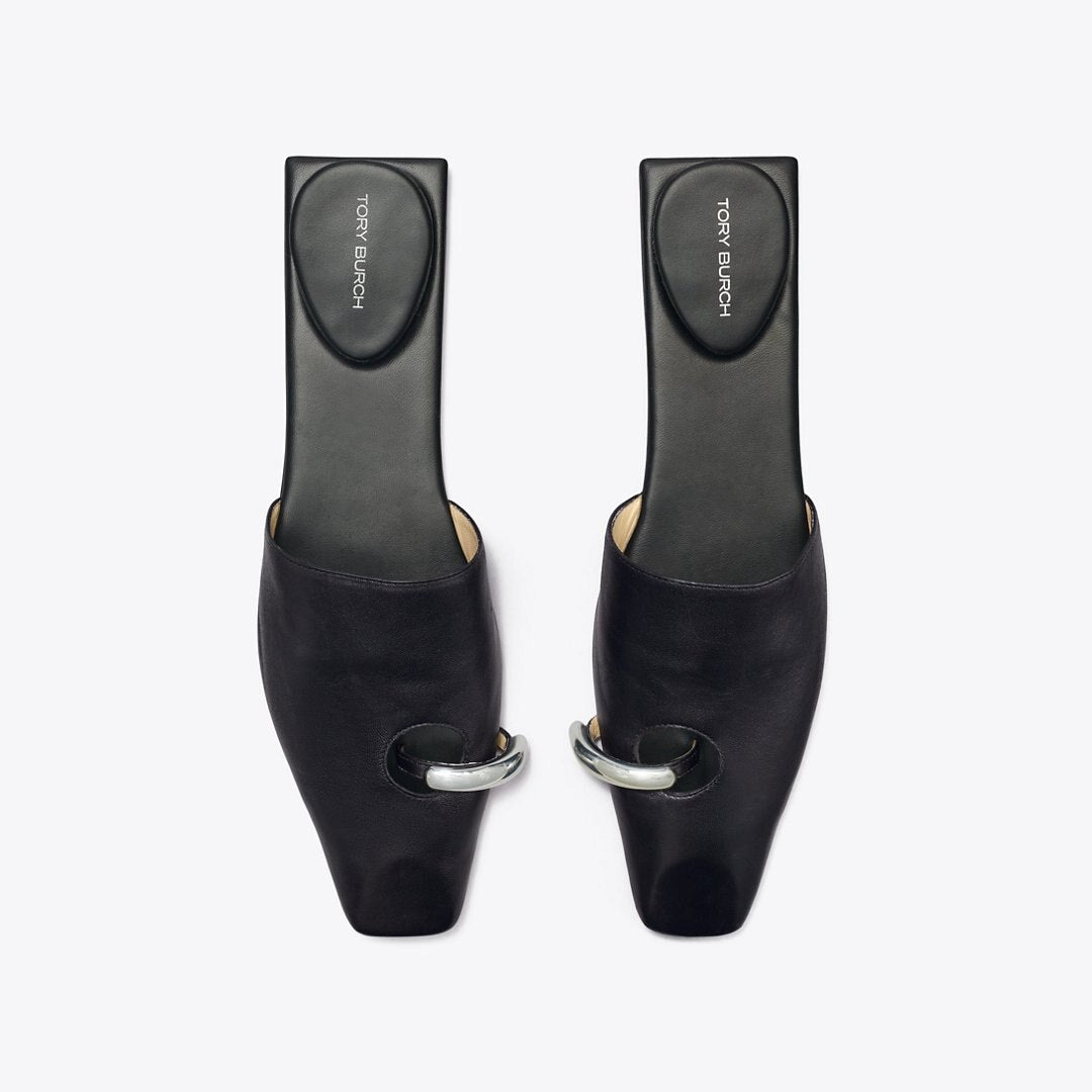 Tory Burch Pierced Mule PERFECT BLACK / SILVER