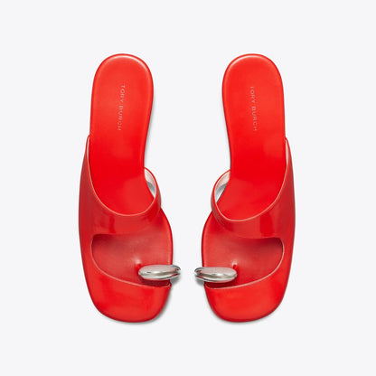 Tory Burch Pierced Mule Wedge BLAZING RED / SILVER