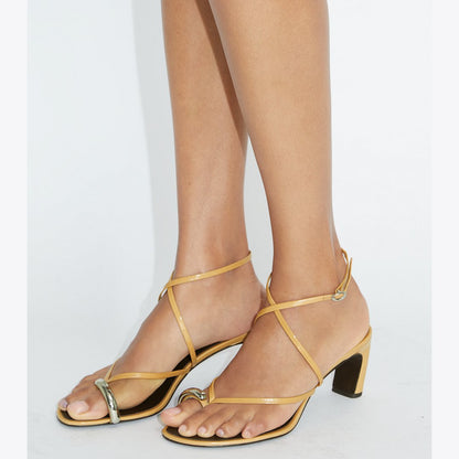 Tory Burch Pierced Multi-Strap Heeled Sandal CANTUCCI / SILVER