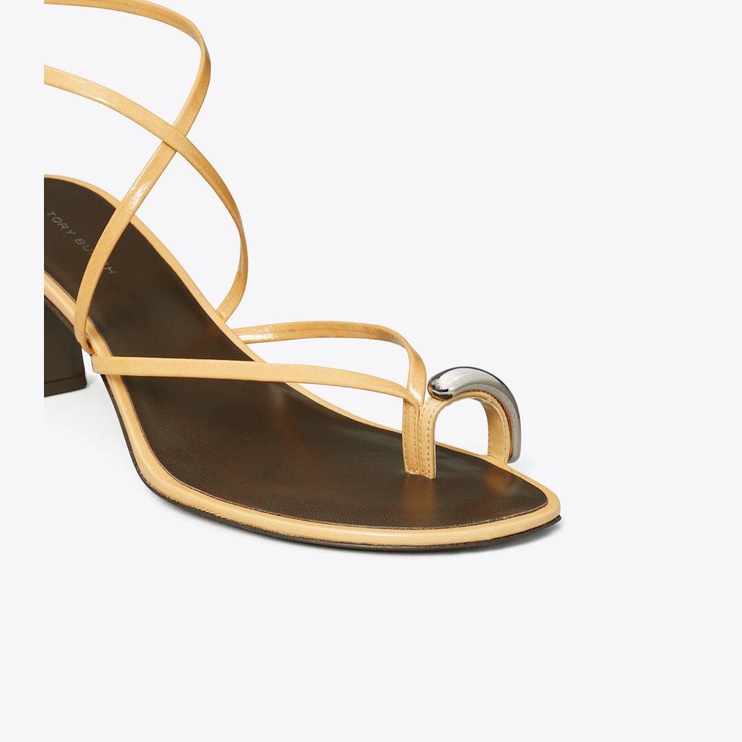 Tory Burch Pierced Multi-Strap Heeled Sandal CANTUCCI / SILVER