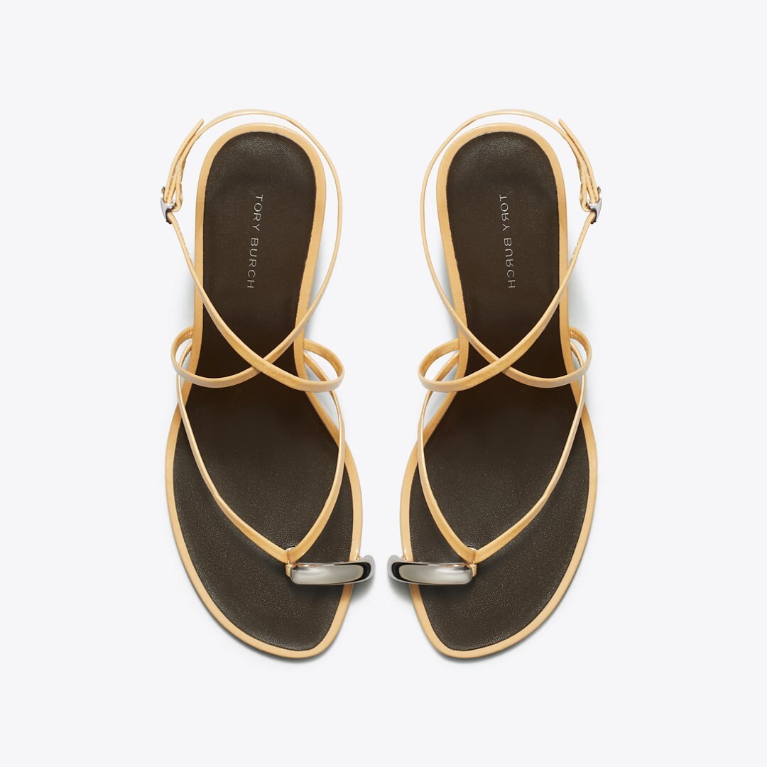 Tory Burch Pierced Multi-Strap Heeled Sandal CANTUCCI / SILVER