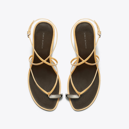 Tory Burch Pierced Multi-Strap Heeled Sandal CANTUCCI / SILVER