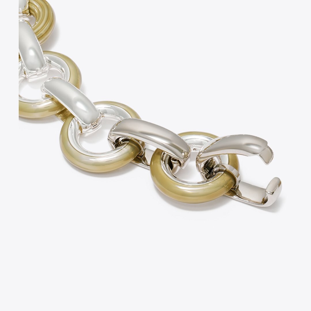 Tory Burch Pierced Necklace Light Silver / Multi