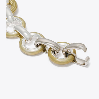 Tory Burch Pierced Necklace Light Silver / Multi