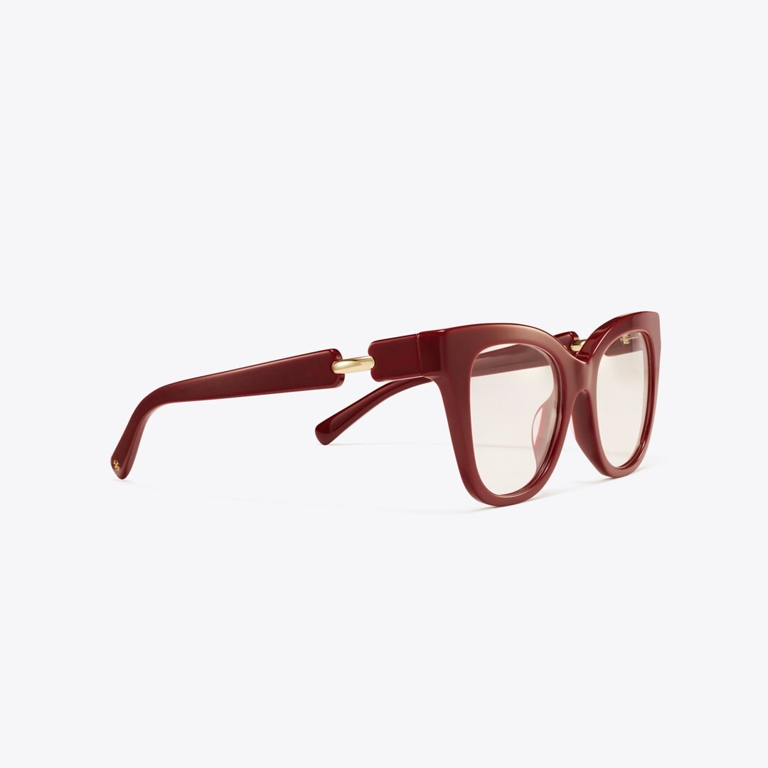 Tory Burch Pierced Oversized Cat-Eye Eyeglasses RED BERRY