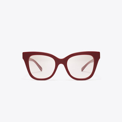 Tory Burch Pierced Oversized Cat-Eye Eyeglasses RED BERRY