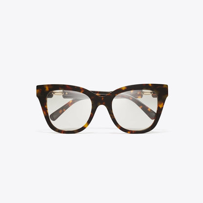 Tory Burch Pierced Oversized Cat-Eye Eyeglasses DARK TORTOISE