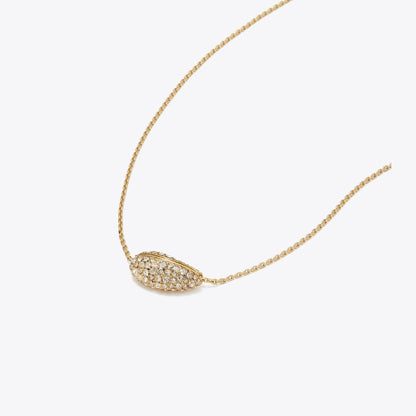 Tory Burch Pierced Pav Pendant Necklace Light Brass / Crystal