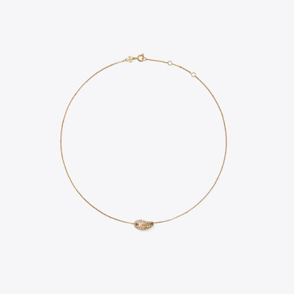 Tory Burch Pierced Pav Pendant Necklace Light Brass / Crystal