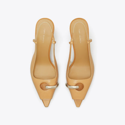Tory Burch Pierced Peep-Toe Slingback CANTUCCI / GOLD