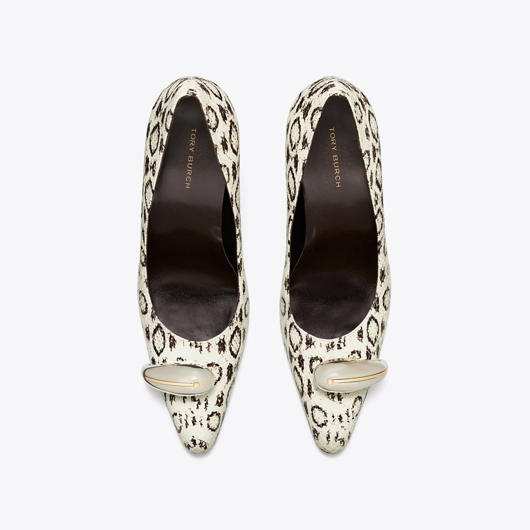 Tory Burch Pierced Pump BLACK / WHITE ROCCIA / SILVER