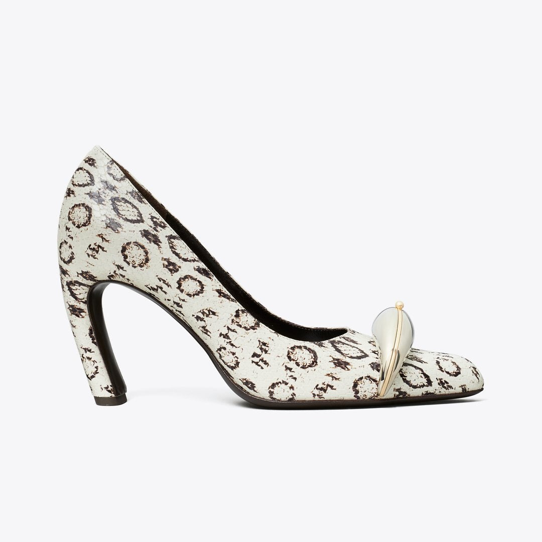 Tory Burch Pierced Pump BLACK / WHITE ROCCIA / SILVER