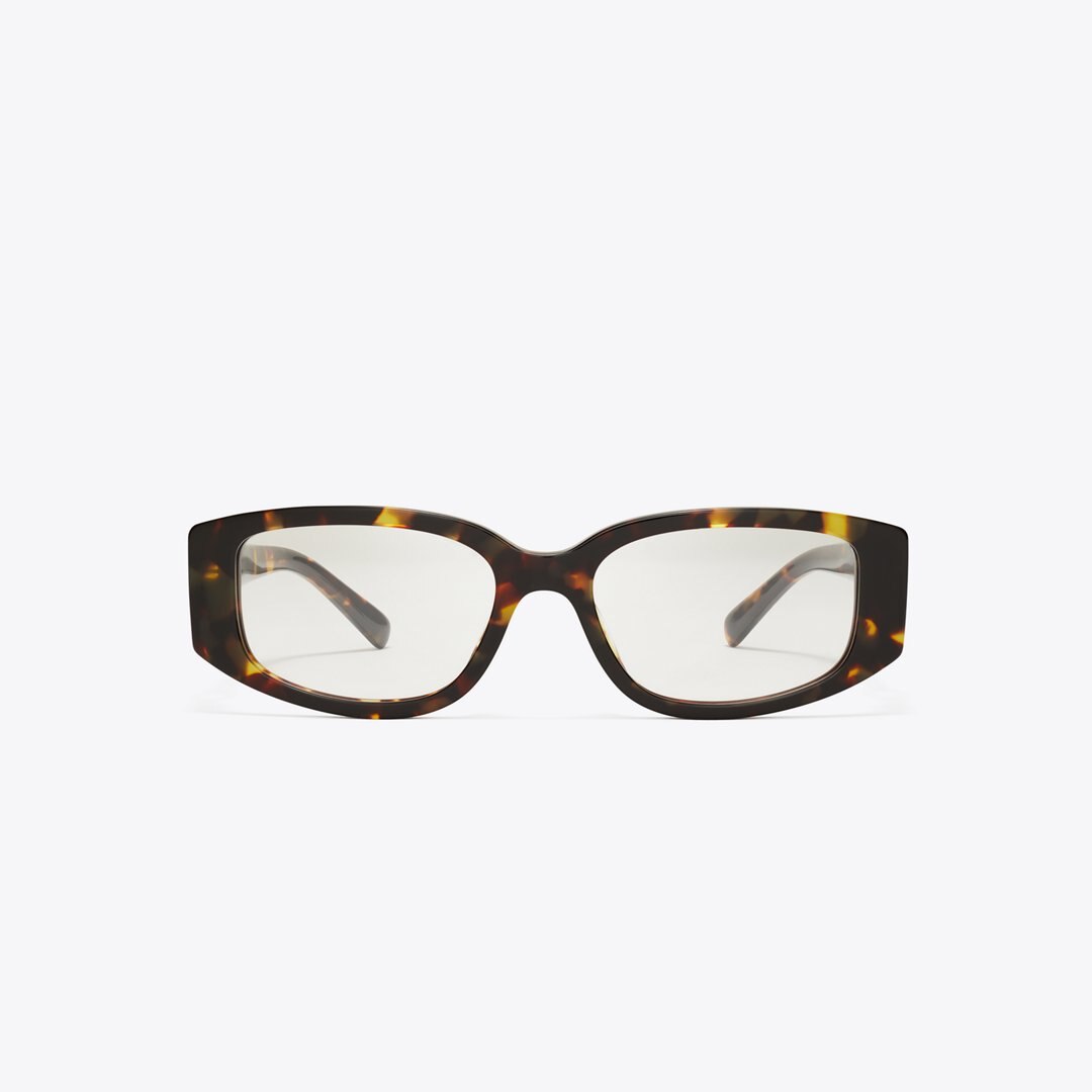 Tory Burch Pierced Rectangle Eyeglasses DARK TORTOISE