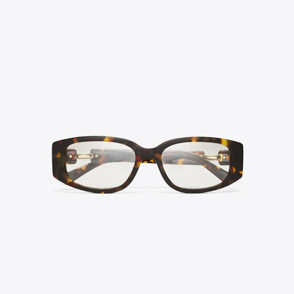 Tory Burch Pierced Rectangle Eyeglasses DARK TORTOISE