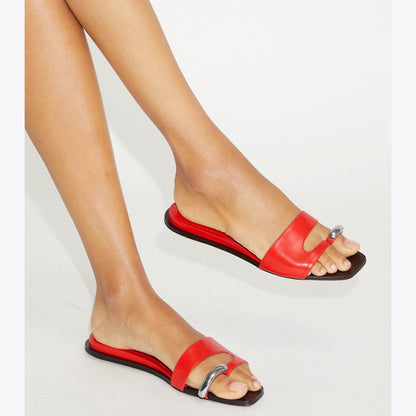 Tory Burch Pierced Slide BLAZING RED / SILVER