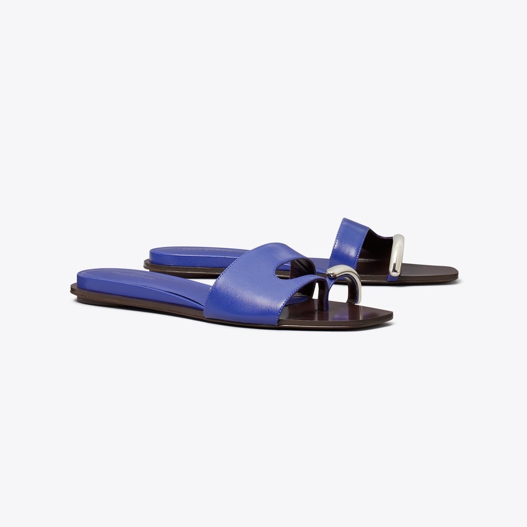 Tory Burch Pierced Slide ULTRA MARINE BLUE / SILVER