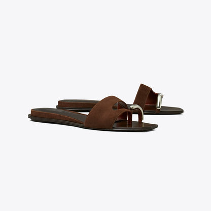 Tory Burch Pierced Slide DARK COCOA / SILVER