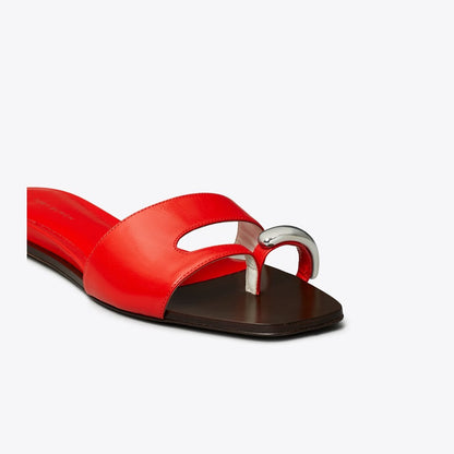 Tory Burch Pierced Slide BLAZING RED / SILVER