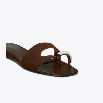 Tory Burch Pierced Slide DARK COCOA / SILVER