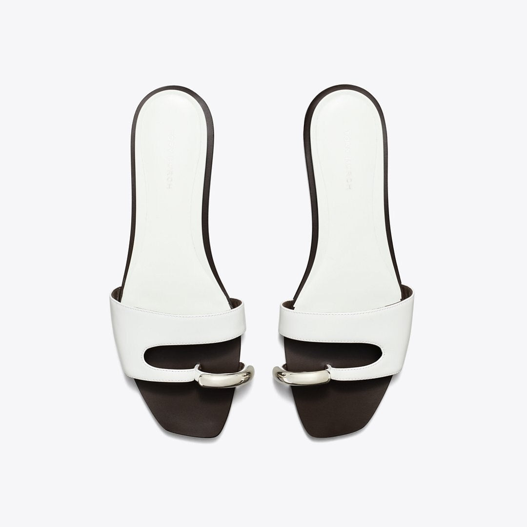 Tory Burch Pierced Slide BIANCO / SILVER