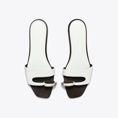 Tory Burch Pierced Slide BIANCO / SILVER