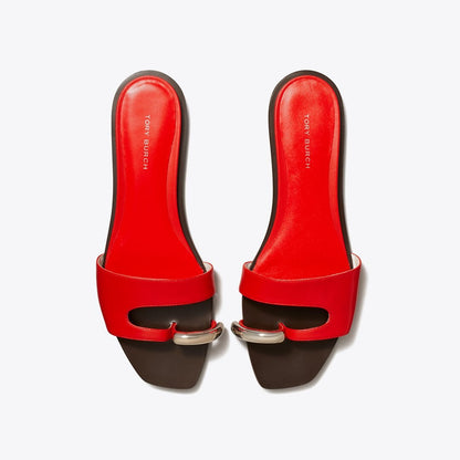 Tory Burch Pierced Slide BLAZING RED / SILVER