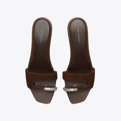 Tory Burch Pierced Slide DARK COCOA / SILVER
