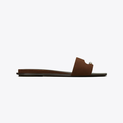 Tory Burch Pierced Slide DARK COCOA / SILVER
