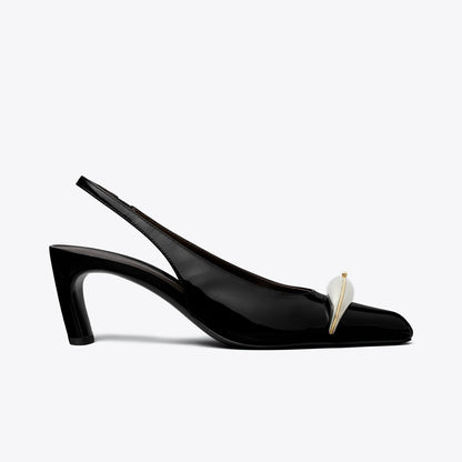 Tory Burch Pierced Slingback Heel PERFECT BLACK / SILVER