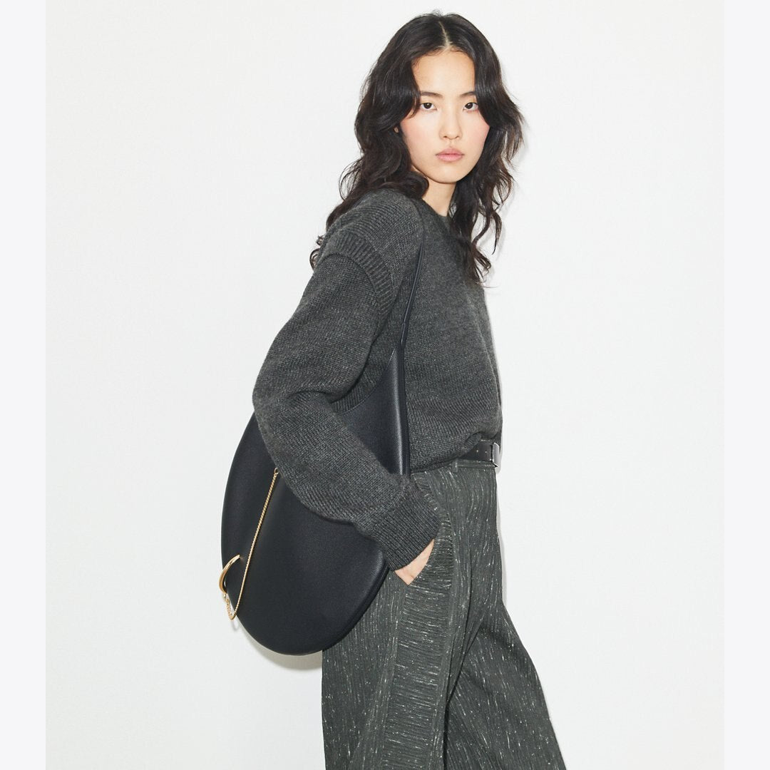 Tory Burch Pierced Soft Bag BLACK/GOLD