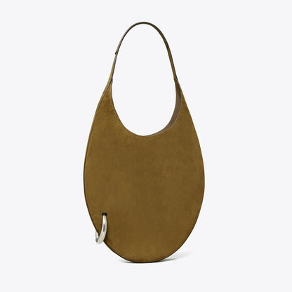 Tory Burch Pierced Suede Bag Deep Olive