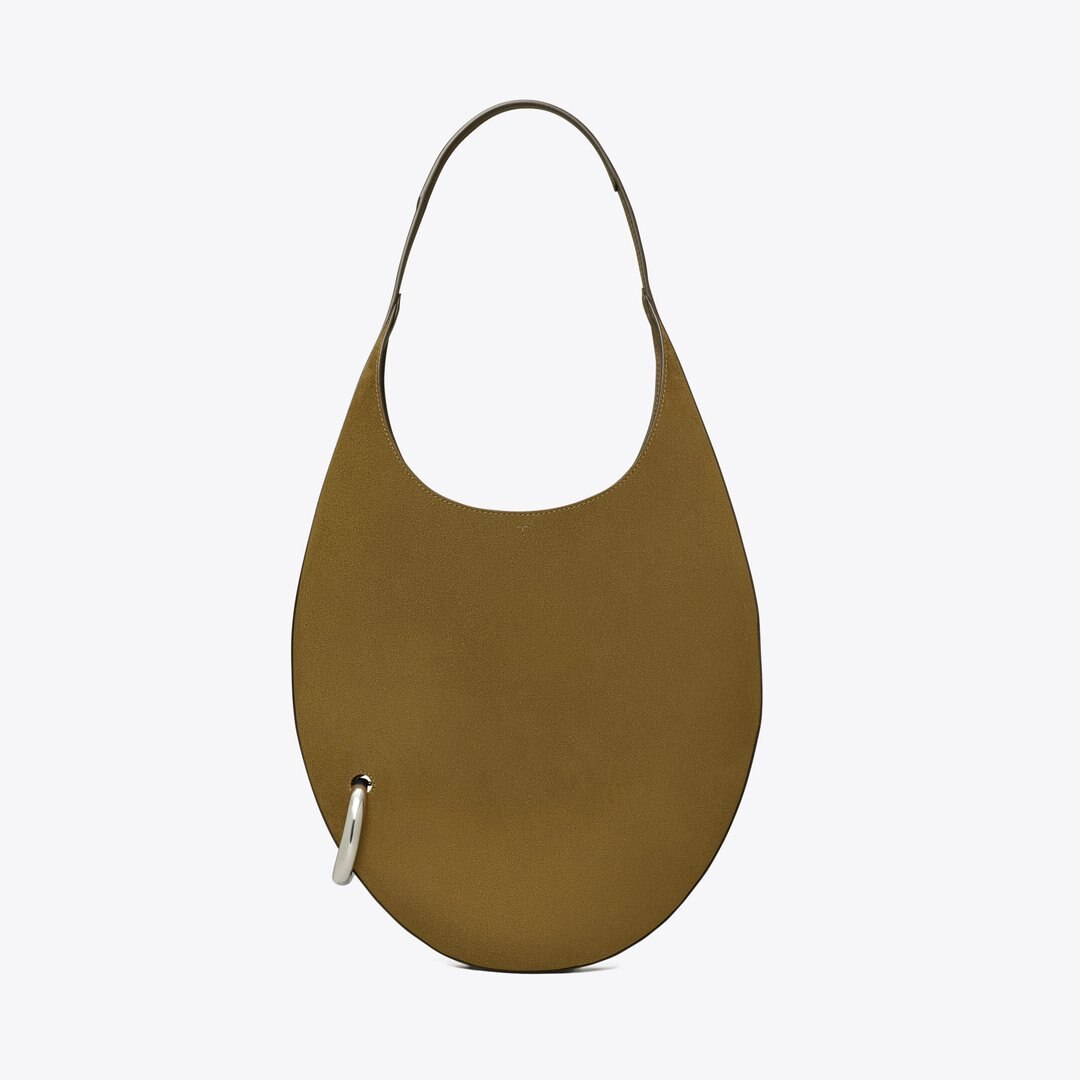 Tory Burch Pierced Suede Bag Deep Olive