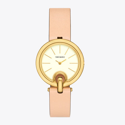 Tory Burch Pierced Watch IVORY/GOLD/VACHETTA