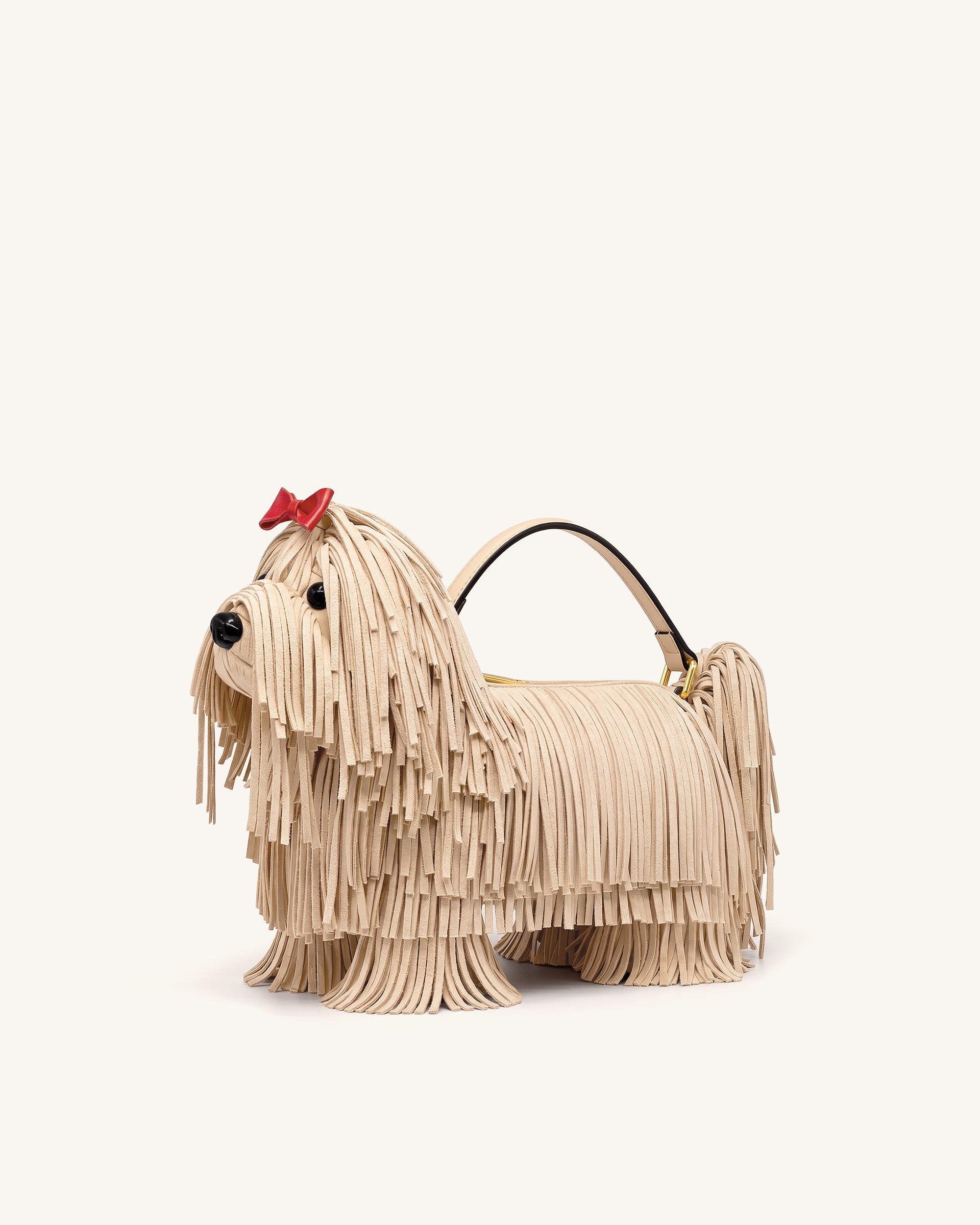 Jw Pei Coco Shaggy Dog Shaped Handle Bag Apricot