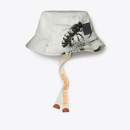 Tory Burch Printed Bucket Hat Gray Bee