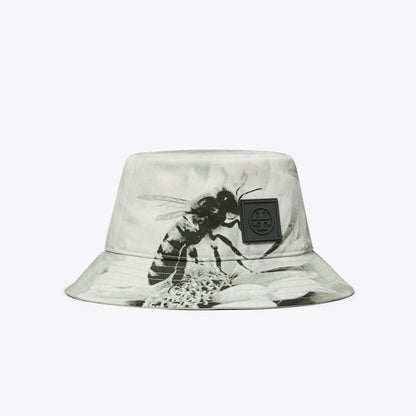Tory Burch Printed Bucket Hat Gray Bee