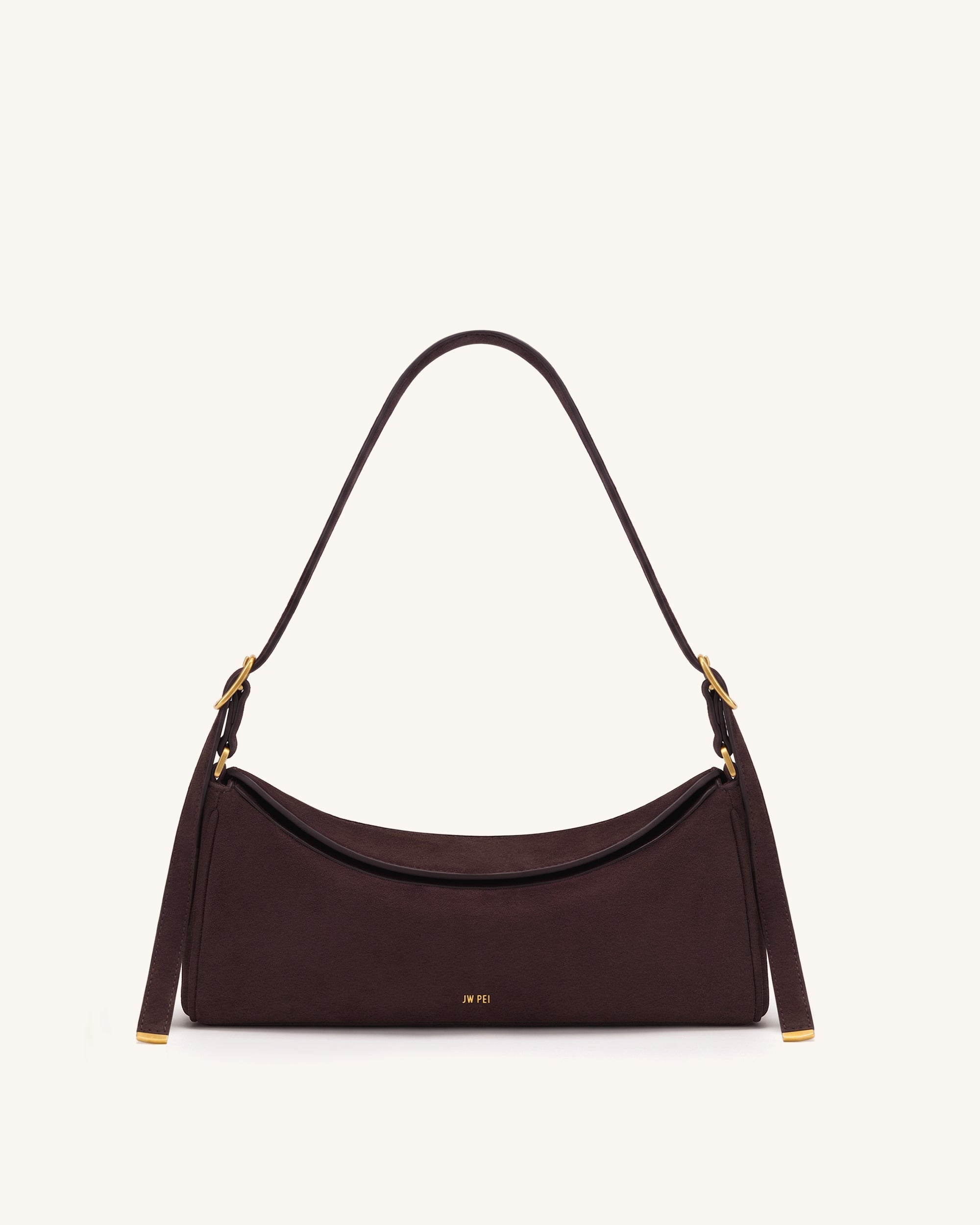 Jw Pei Elowen Faux Suede East West Shoulder Bag Dark Brown