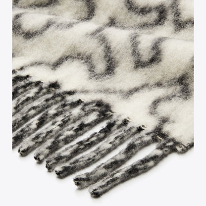 Tory Burch Puzzle Logo Scarf Black / Ivory