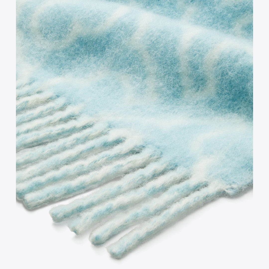 Tory Burch Puzzle Logo Scarf Blue / Ivory