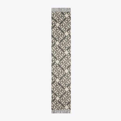 Tory Burch Puzzle Logo Scarf Black / Ivory