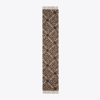 Tory Burch Puzzle Logo Scarf Brown / Ivory