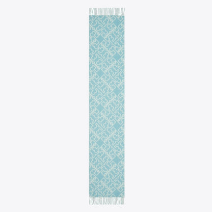 Tory Burch Puzzle Logo Scarf Blue / Ivory