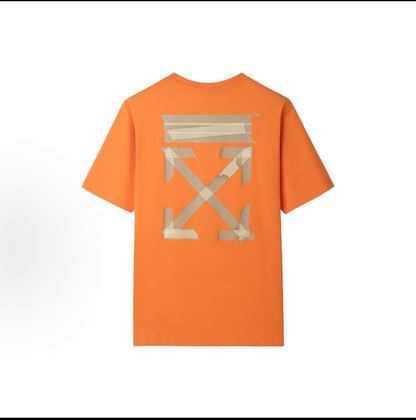 OFF-WHITE Gold Plated Arrow Tape Patch Short Sleeved T-shirt Men's Orange