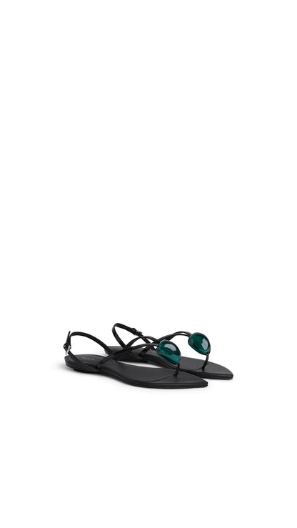Alaïa Flat Jewel Sandals In Patent Leather
