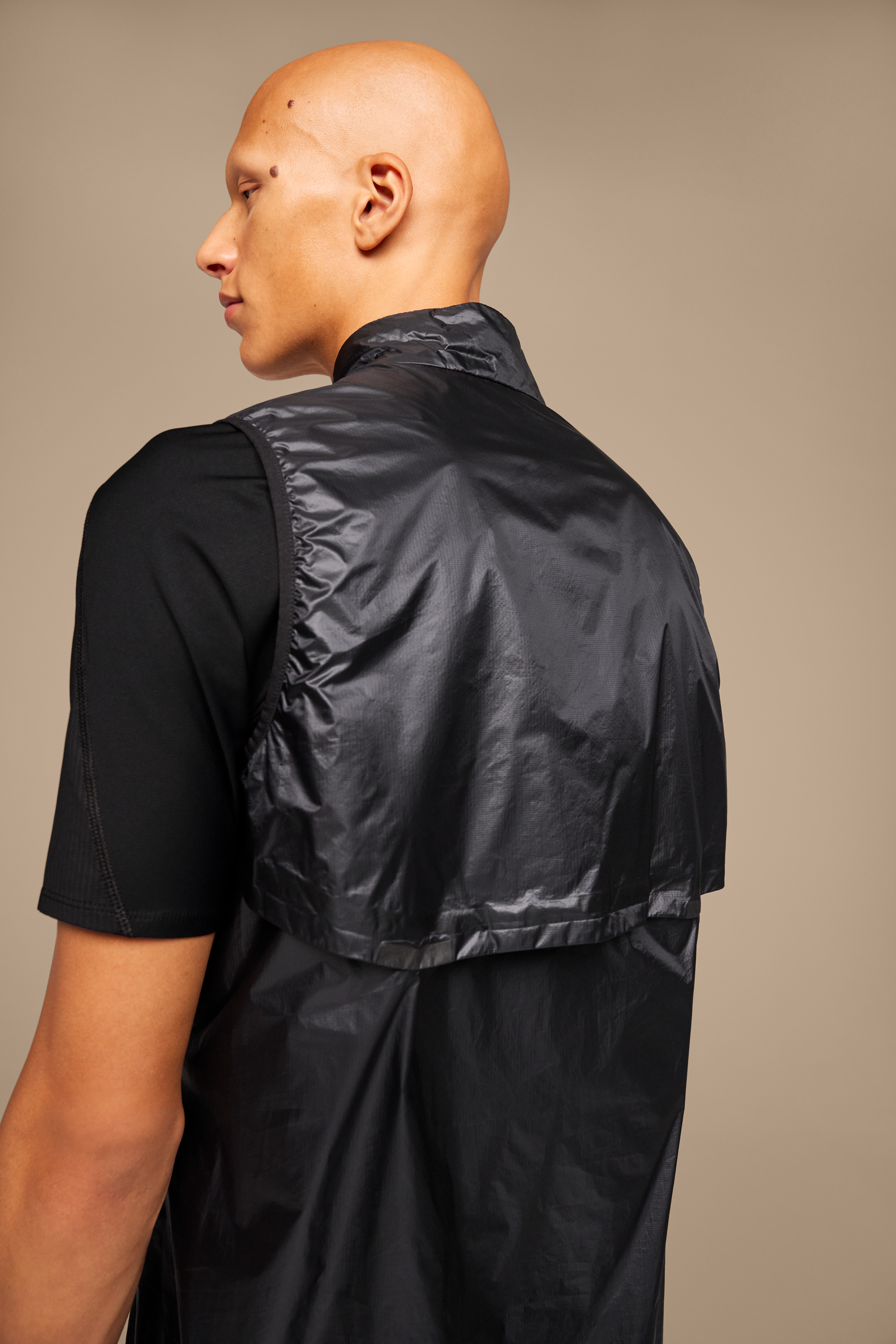 on weather vest Black