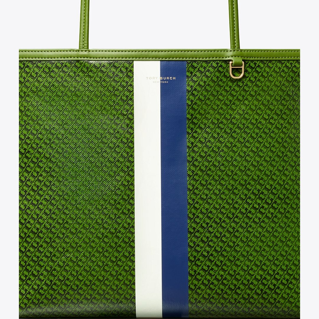 Tory Burch Racer Tote Green Printed