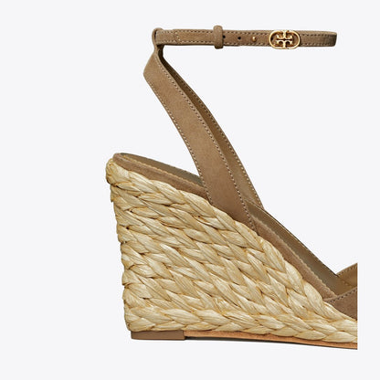 Tory Burch Raffia Wedge Sandal RIVER ROCK