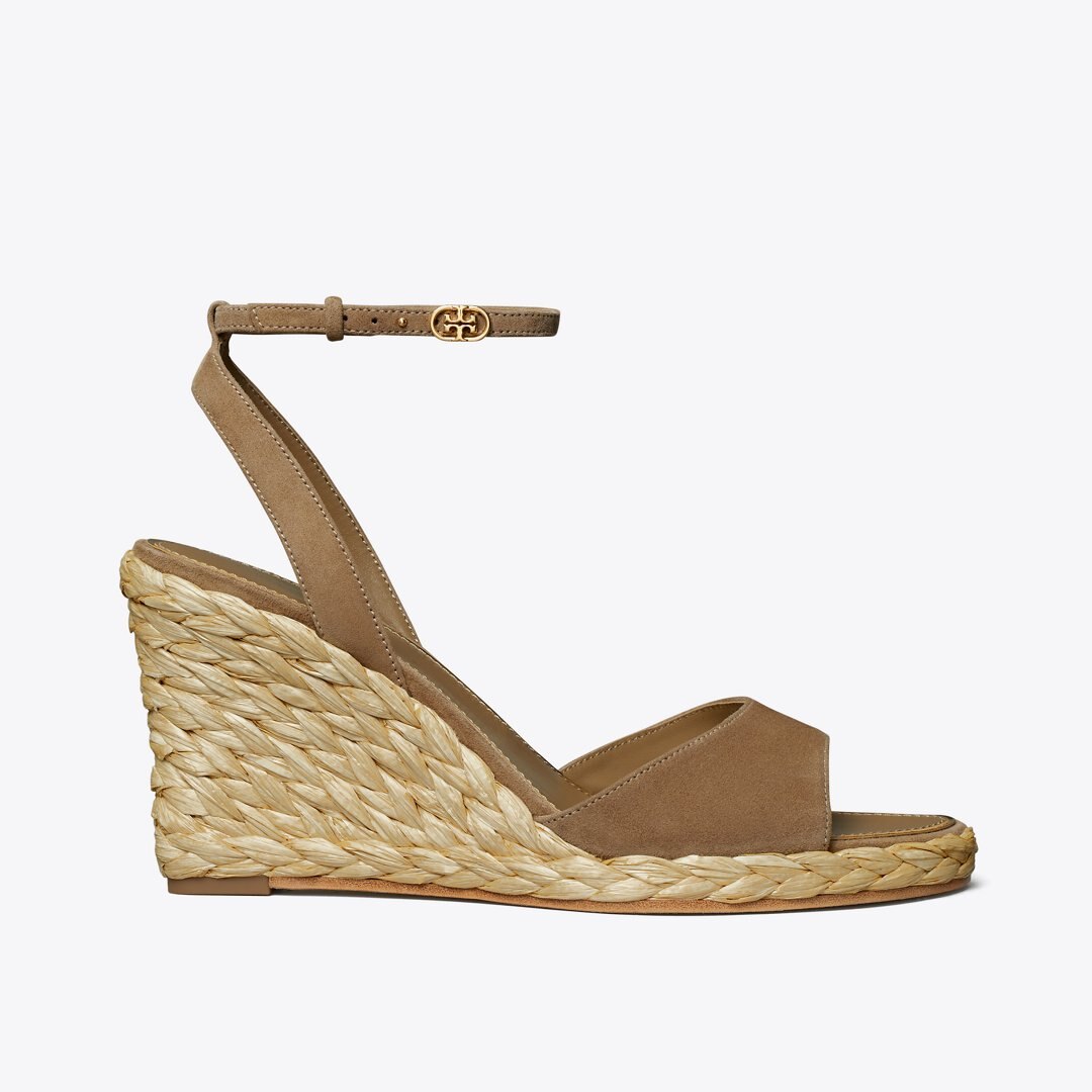 Tory Burch Raffia Wedge Sandal RIVER ROCK