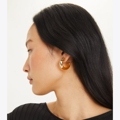 Tory Burch Resin Hoop Earrings Light Silver / Yellow