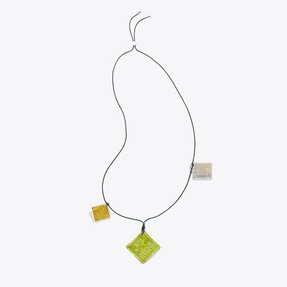 Tory Burch Resin Logo Long Necklace Light Silver / Dark Green / Multi